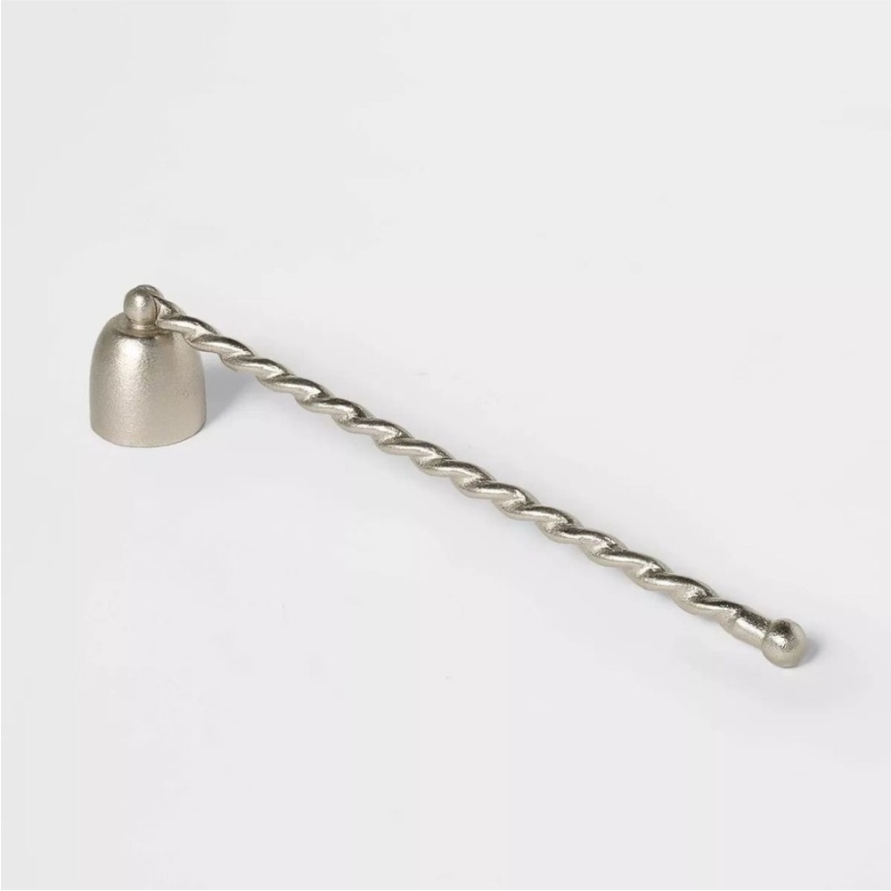 Studio McGee - Cast Metal Candle Snuffer - Silver Twirl Handle Bell Design | New